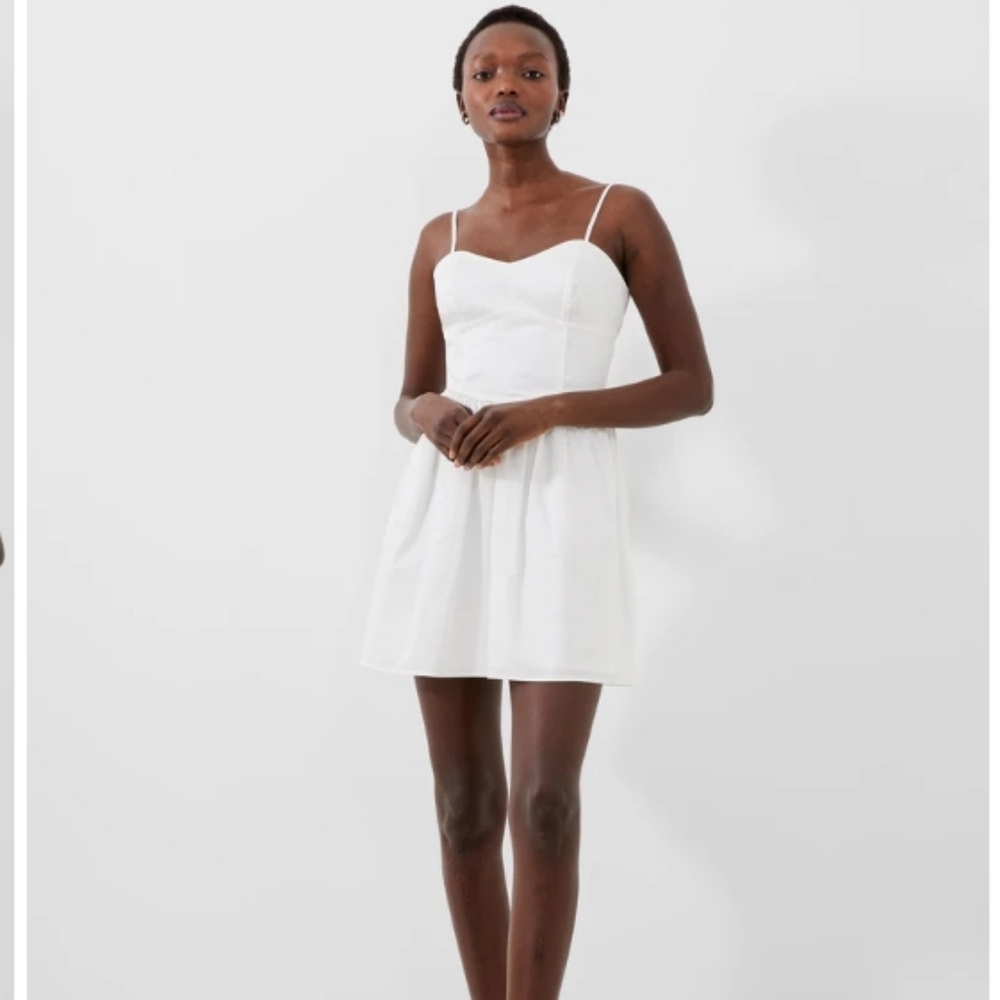 French Connection White Mini Dress with Spaghetti Straps Size 6 New